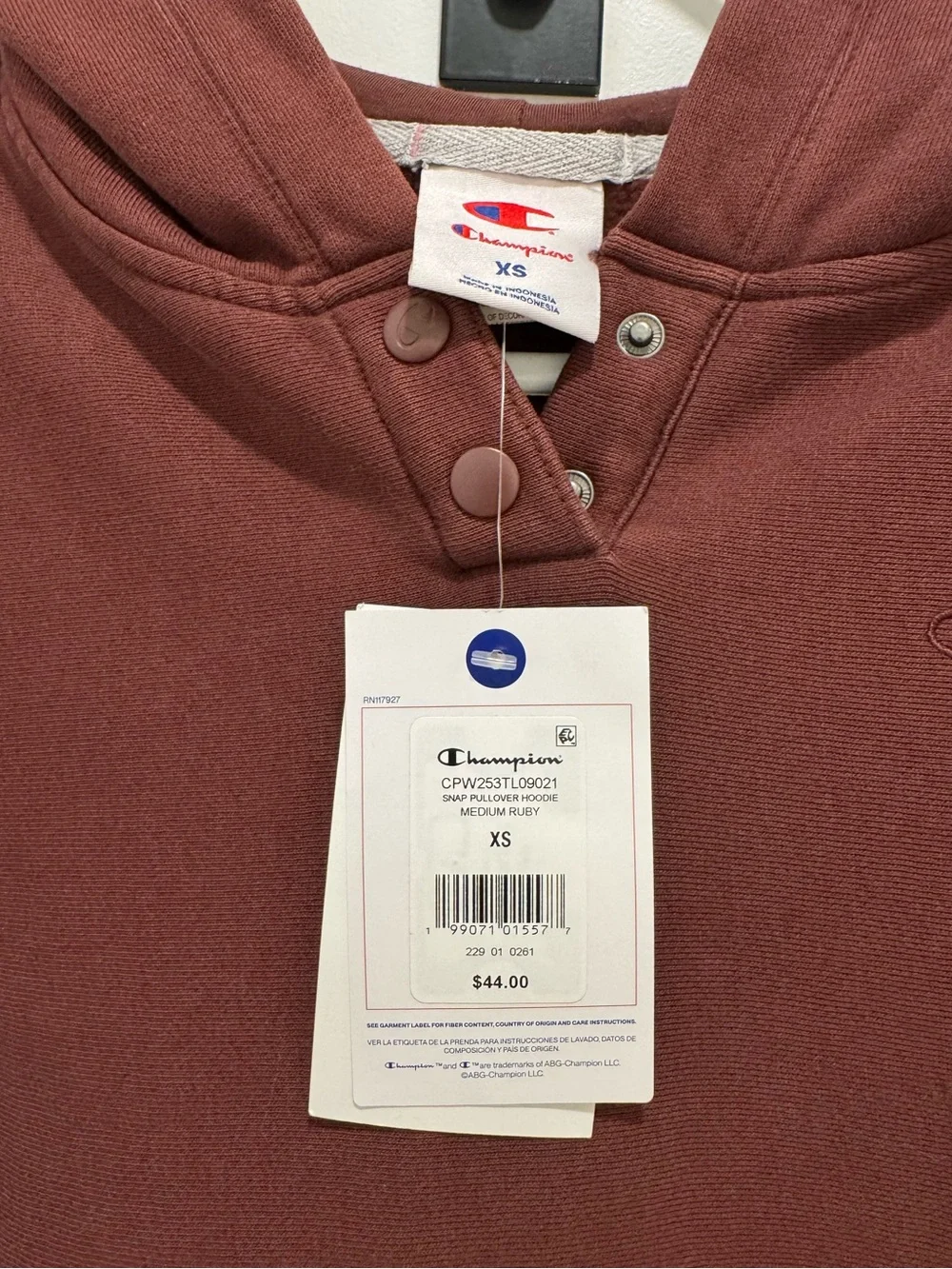 Champion Women's Snap Pullover Hoodie with Embroidered Logo | Size XS